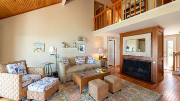 Téléviseur connecté, foyer, lecteur de DVD, livres