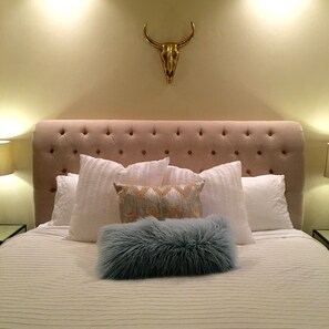 3 bedrooms, pillow-top beds, desk, soundproofing