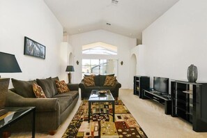 LCD TV, DVD player, books