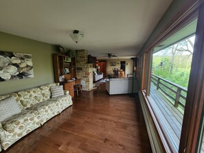 Smart TV, chimenea, reproductor de DVD y videoteca 