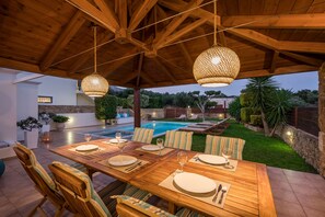 Outdoor dining - Dream Villa Georgia-Heated Pool (AFRATA)