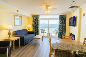 Flat-screen TV, fireplace - Newly Upgraded Oceanfront Deluxe 1-Bedroom Condo, Free WIFI (Myrtle Beach)
