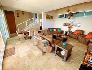 Smart TV, DVD player, books, video library