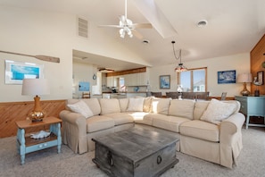 Smart TV, fireplace, DVD player, books