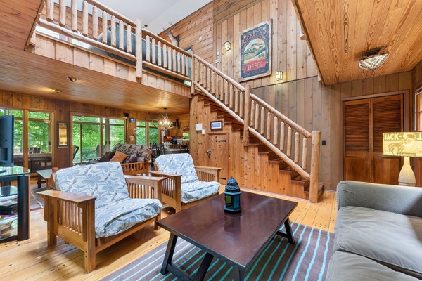 Smart TV, fireplace, video games, DVD player