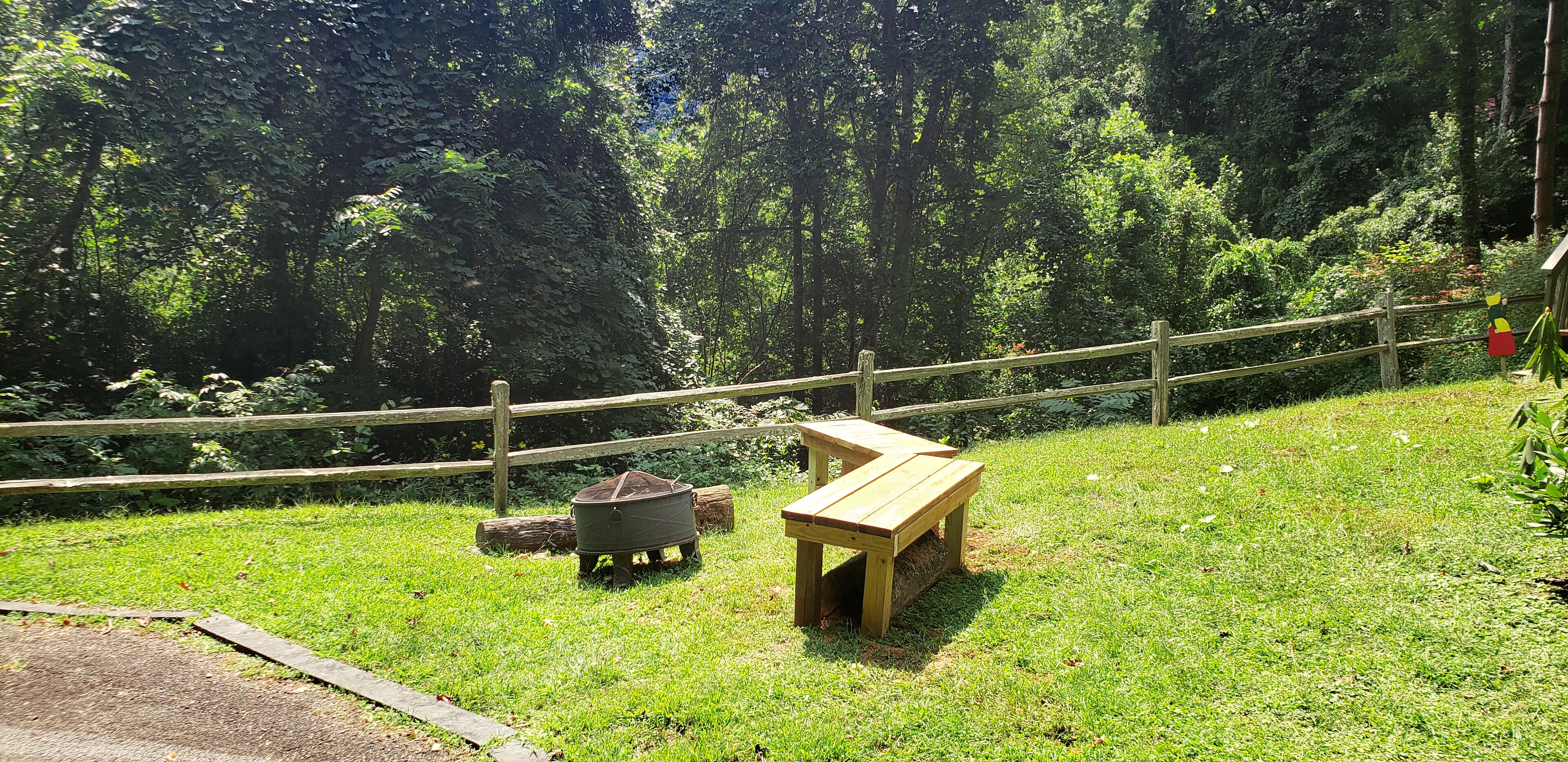 Firepit with two new benches.