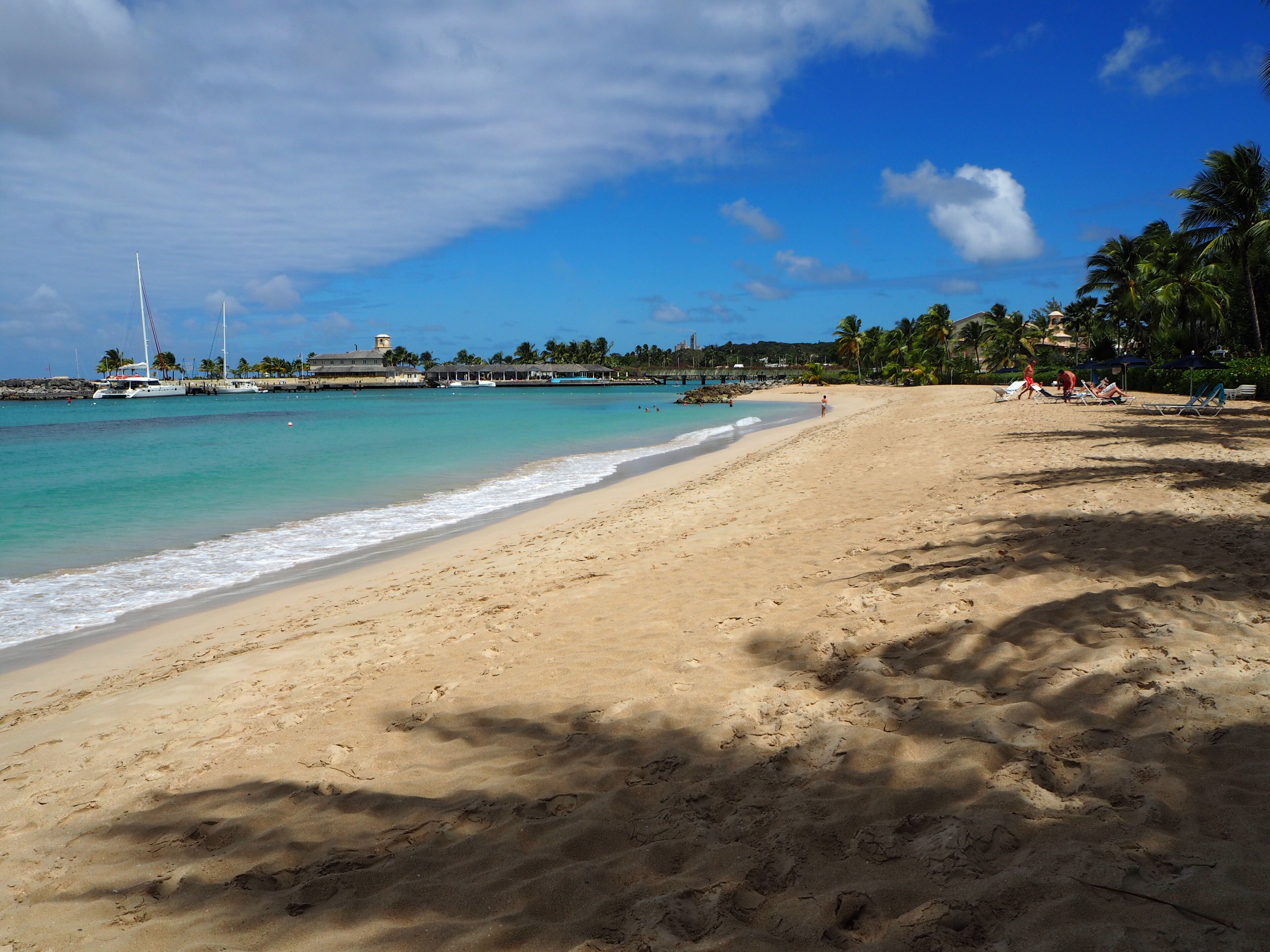 On the beach, sun-loungers, beach towels