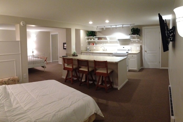 View from made up, pull out, queen size sofa