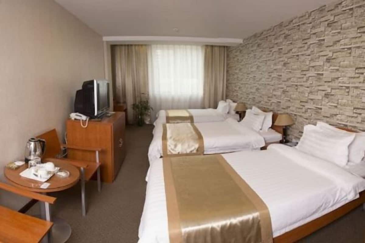 Minibar, värdeförvaringsskåp på rummet och skrivbord