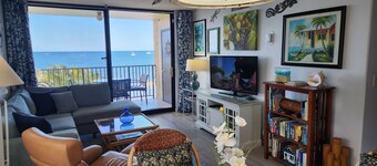 Vue sur l'océan sans obstacle en bord de mer, emplacement privilégié: climatisation, Wi-Fi / parking gratuit, téléviseurs HD