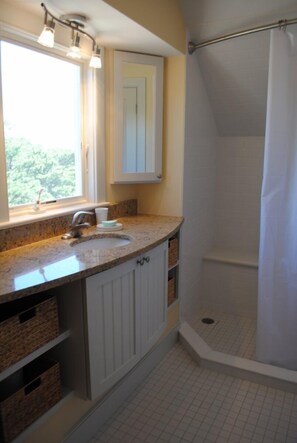 Dusche, Haartrockner, Seife, Toilettenpapier