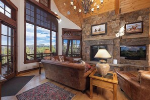 TV, fireplace, video games, stereo