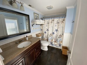 Ensemble douche/baignoire, sèche-cheveux, serviettes fournies