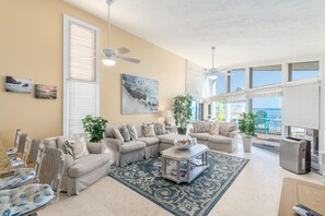 Smart TV, fireplace, video games, DVD player - Family Tides:  Ocean-to-River SE Florida Beach House w/ Dock & Hot Tub. ON BEACH (Stuart)