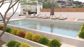 Piscine extérieure, piscine chauffée