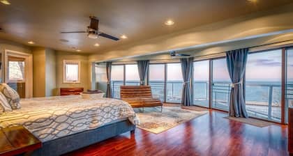 Vistas espectaculares, bañera de hidromasaje, hoguera, cocina lujosa en la villa frente a la playa de dunetop