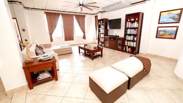 Smart TV, reproductor de DVD, libros y biblioteca musical