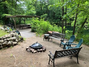 Terrace/patio - Waterfront Retreat on Mini "Golden Pond" 10 Miles Lake George (Lake Luzerne)