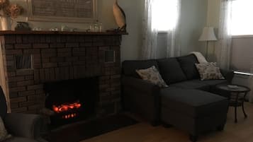 Smart TV, chimenea, reproductor de DVD, videoteca