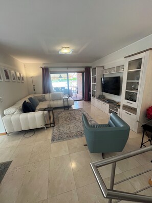 Smart TV, books, video library, stereo