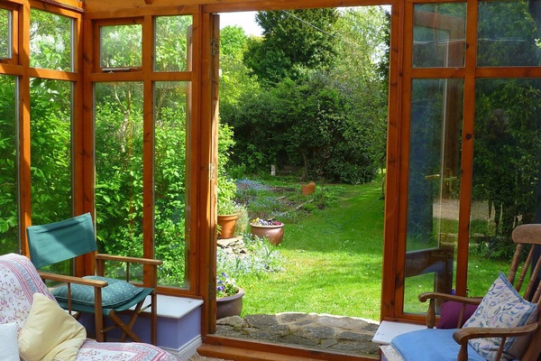 From the conservatory into the garden