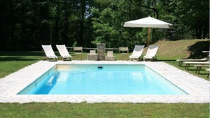 Outdoor pool, sun loungers