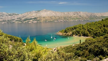 Beach nearby, sun loungers