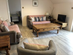 TV connectée, lecteur de DVD, livres, vidéothèque