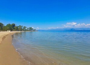 Plage, chaises longues