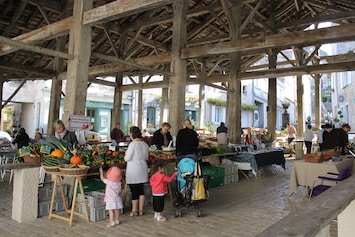 Local market every Saturday in Villibois Lavalette. Sit under the covered market