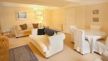 Smart TV, fireplace, DVD player, foosball