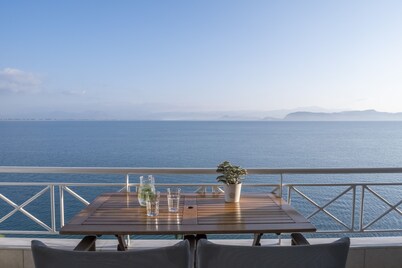 Waterfront Apartment | Unique sea view balcony, near Nafplio, Mycenae, Epidaurus