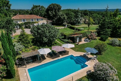 Luxury farmhouse with private pool and amazing mountain views.