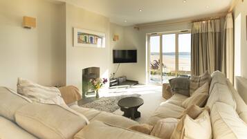 Smart TV, fireplace, music library, stereo