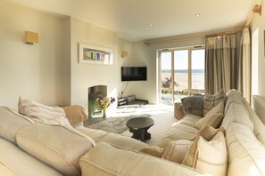 Smart TV, fireplace, music library, stereo