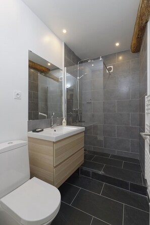 Hair dryer, towels, soap, shampoo - L'Ecusson, charming apartment, air-conditioned, free parking (Montpellier)