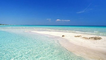 Una playa cerca, sillas reclinables de playa, toallas de playa