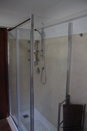 Regadera, secadora de cabello, bidet, toallas 