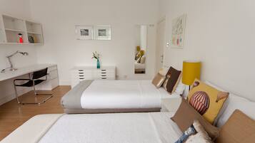 2 bedrooms, desk, iron/ironing board, travel crib