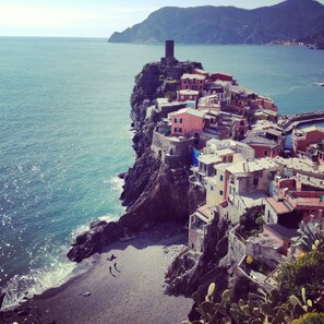 A coastal village with buildings perched on a cliff overlooking the sea. - Private apartment with kitchen in Cinque Terre Vernazza  (Vernazza)