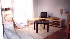 A room with a bed, a television on a wooden table, and a small table with a glass. - Castello apartment with terrace (Venezia)