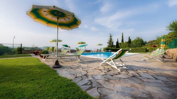 Outdoor pool, sun loungers