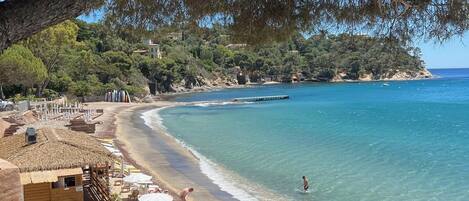 Beach nearby, sun-loungers, beach towels