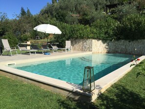 Outdoor pool, sun loungers