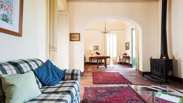 TV, fireplace, table tennis, books