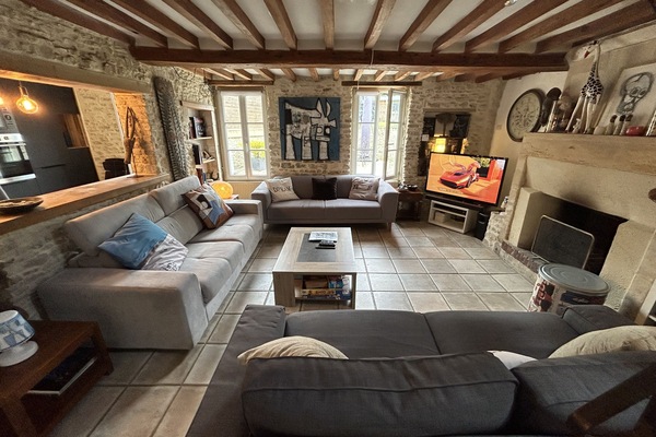 Televisión, chimenea, reproductor de DVD, juguetes