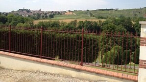 A rural landscape with a fence, greenery, and distant buildings. - Beautiful, luxurious farmhouse In Champagne. Only 1 Hr From Paris, Near Epernay. (Baslieux-Sous-Châtillon)