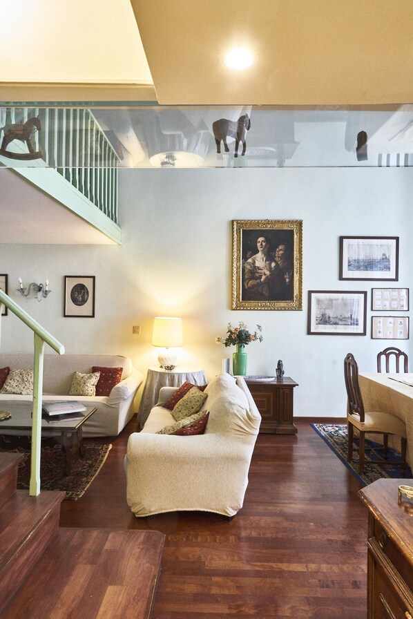 TV, DVD player, books, music library