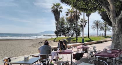 Ideal for couples apartment right on the beach with top terrace