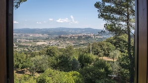 A view of a town surrounded by hills and trees. - Villa Ombrosa 8, Emma Villas (Porano)